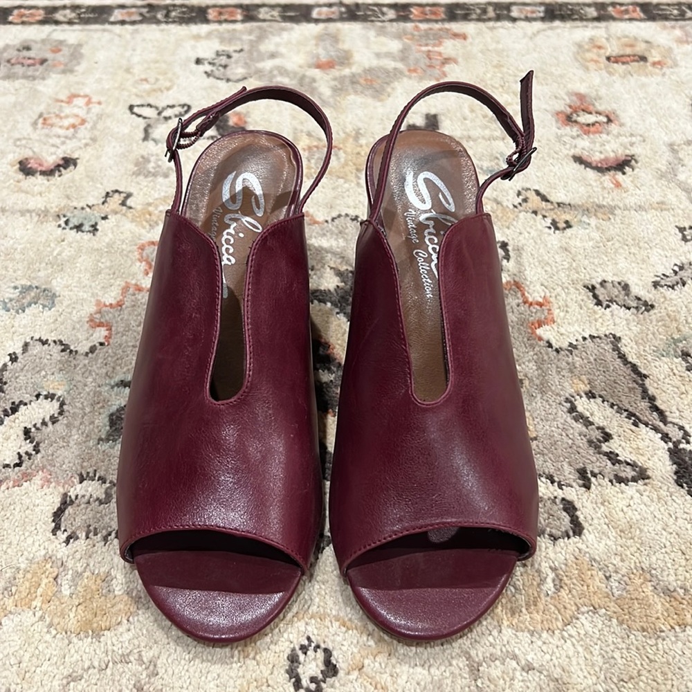 Sbicca Leather Slingback Heels. Color is Wine. Size 9. Worn one time.